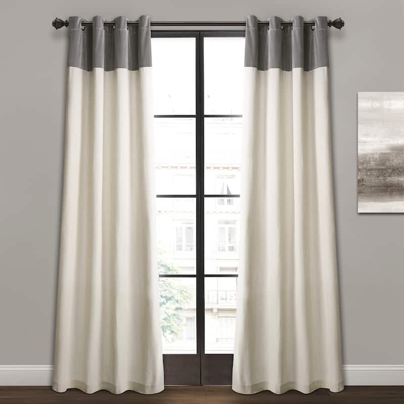 Lush Decor Milo Linen Window Curtain Panel Pair - 52"W x 84"L - gray