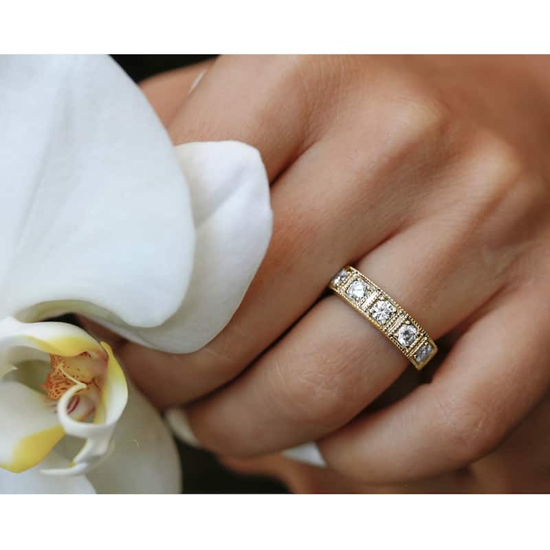 Annello by Kobelli 14k Gold 7/8ct TGW Milgrain Framed Five Stone Moissanite Womens Wedding Ring (5mm), GH/VS
