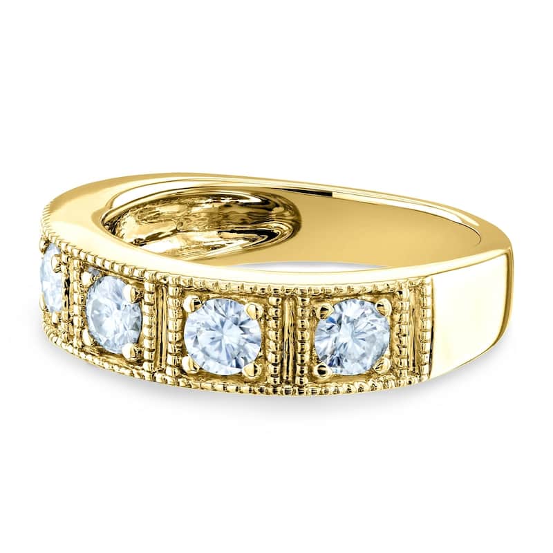 Annello by Kobelli 14k Gold 7/8ct TGW Milgrain Framed Five Stone Moissanite Womens Wedding Ring (5mm), GH/VS