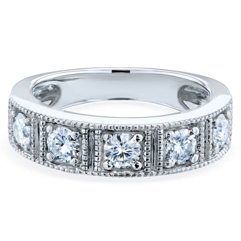 Annello by Kobelli 14k Gold 7/8ct TGW Milgrain Framed Five Stone Moissanite Womens Wedding Ring (5mm), GH/VS
