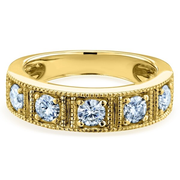 Annello by Kobelli 14k Gold 7/8ct TGW Milgrain Framed Five Stone Forever One Moissanite Womens Wedding Ring (5mm), DEF/VS. Opens flyout.