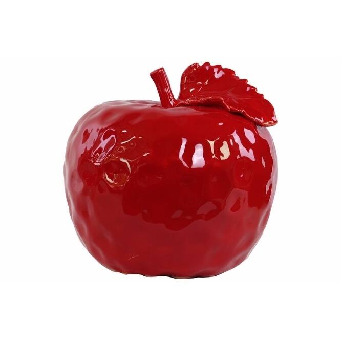 Ceramic Apple Figurine With Dimpled Pattern, Large, Red
