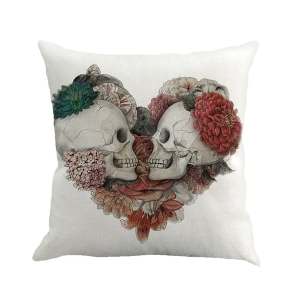 18/" Halloween Skull Throw Cushion Cover Cotton Linen Pillow Case Sofa Home Decor
