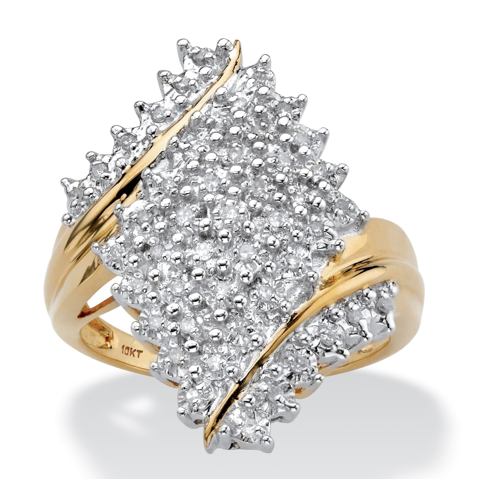 10K Yellow Gold Round Genuine Diamond Cluster Ring (1/4 cttw 10K Yellow Gold Round Genuine Diamond Cluster Ring (1/4 cttw