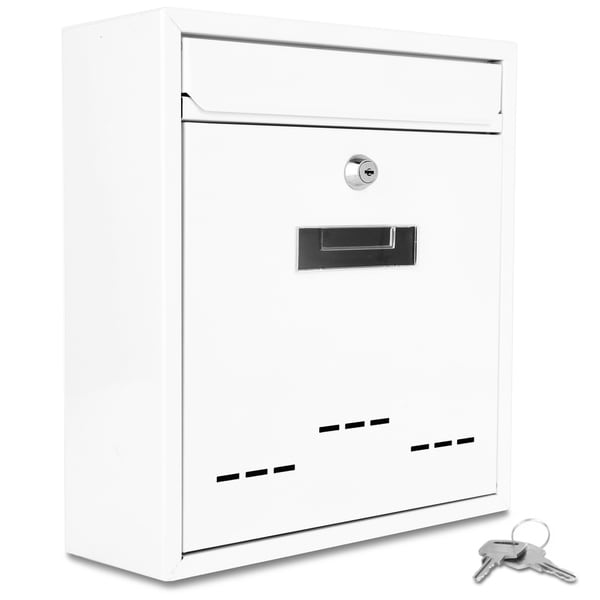 Serenelife SLMAB04 Wall Mount Lockable Mailbox - Modern Outdoor Galvanized Metal Key Large Capacity