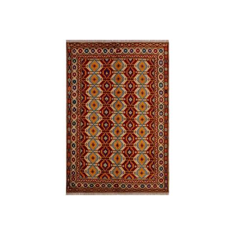 Balouchi Christin Ivory/Red Wool Rug - 5'0 x 6'8 - 5'0" x 6'8" - 5'0" x 6'8"