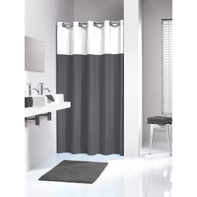 Sealskin Extra Long Hookless Shower Curtain 78 x 72 Inch Doppio Gray