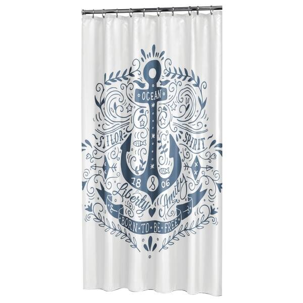 Shop Sealskin Extra Long Shower Curtain 78 X 72 Inch Anchor Blue