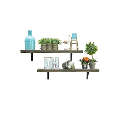 Handmade 36" Ornate Grace Simple Bracket Shelf, Set of 2