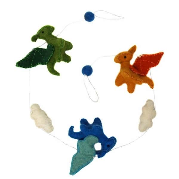 slide 2 of 8, The Curated Nomad Thrift Handmade Felt Dragon Hanging Garland - N/A Multi