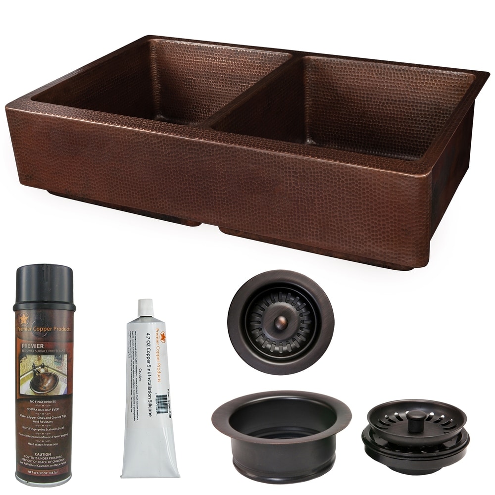 Premier Copper Products - KSP3_KA50DB35227 Retrofit Kitchen Sink and Drain Package