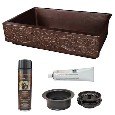 Premier Copper Products Retrofit Kitchen Sink and Drain Package (KSP3_KASDB35227S)