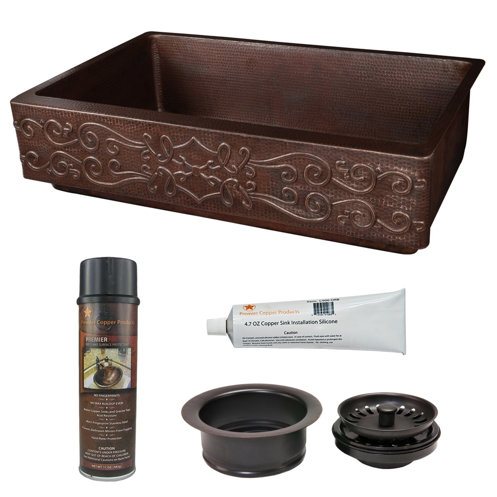 Premier Copper Products - KSP3_KASDB35227S Retrofit Kitchen Sink and Drain Package