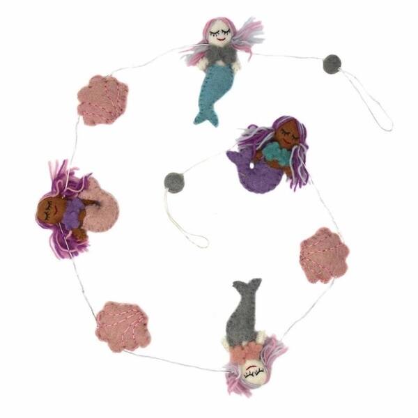 slide 2 of 5, Handmade Mermaid Felt Garland (Nepal)