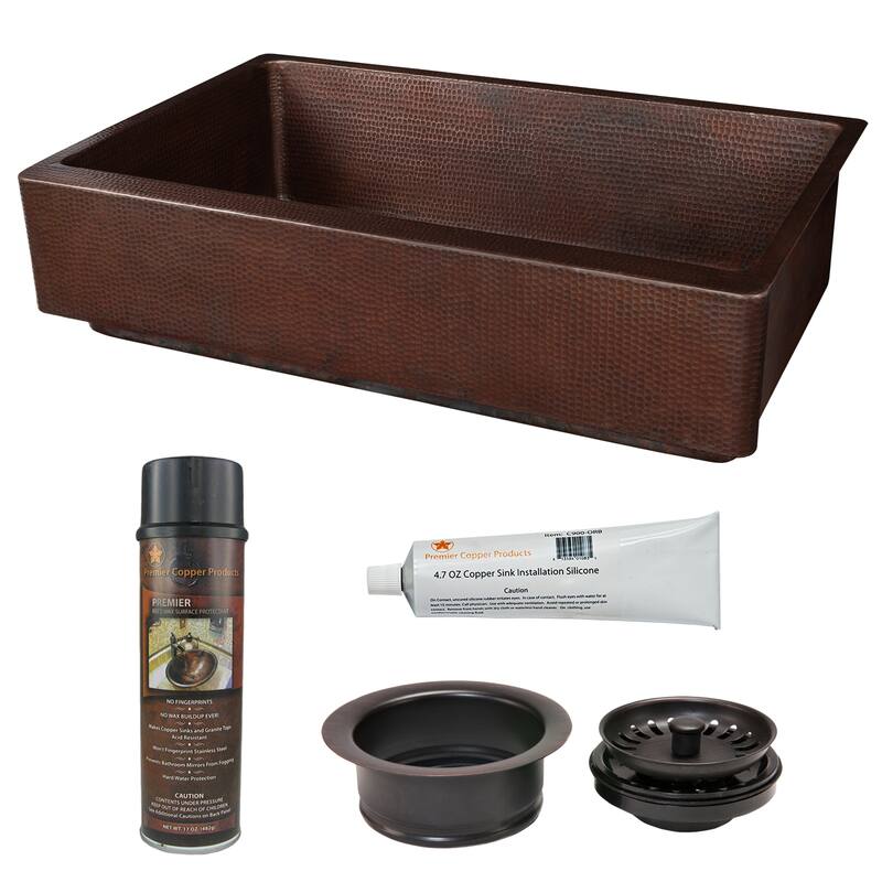 Premier Copper Products Retrofit Kitchen Sink and Drain Package (KSP3_KASDB35227)