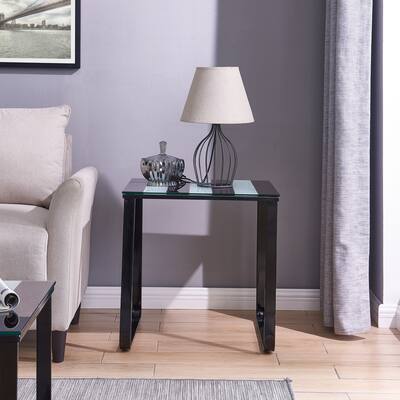 SEI Furniture Broet Contemporary Side Table w/ Glass Top