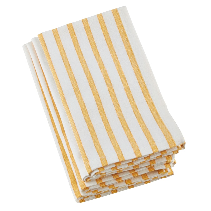 Cheerful Striped Cotton Napkins (Set of 4) - Yellow