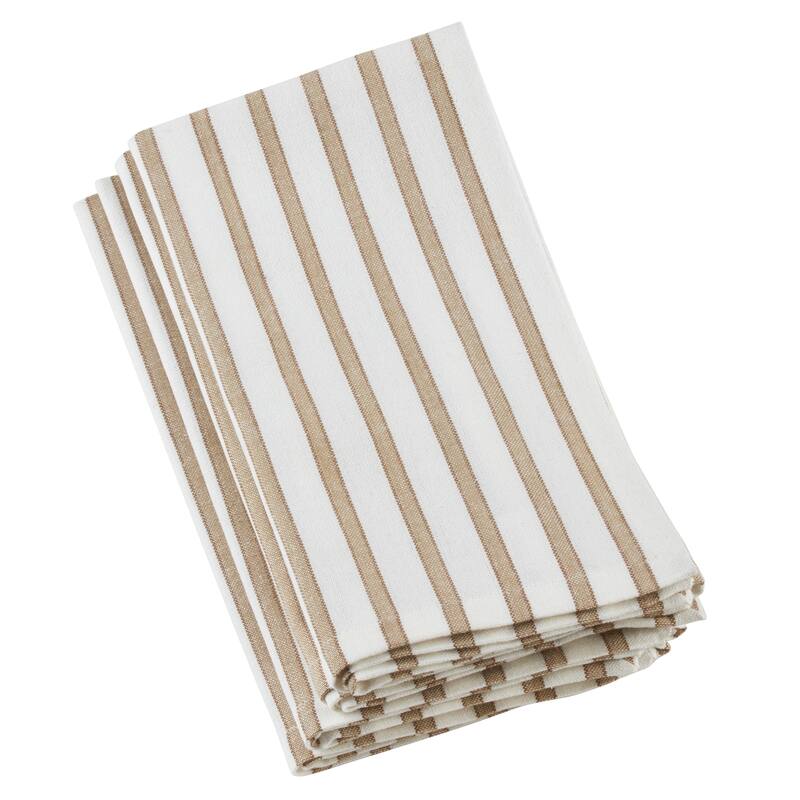 Cheerful Striped Cotton Napkins (Set of 4) - Natural