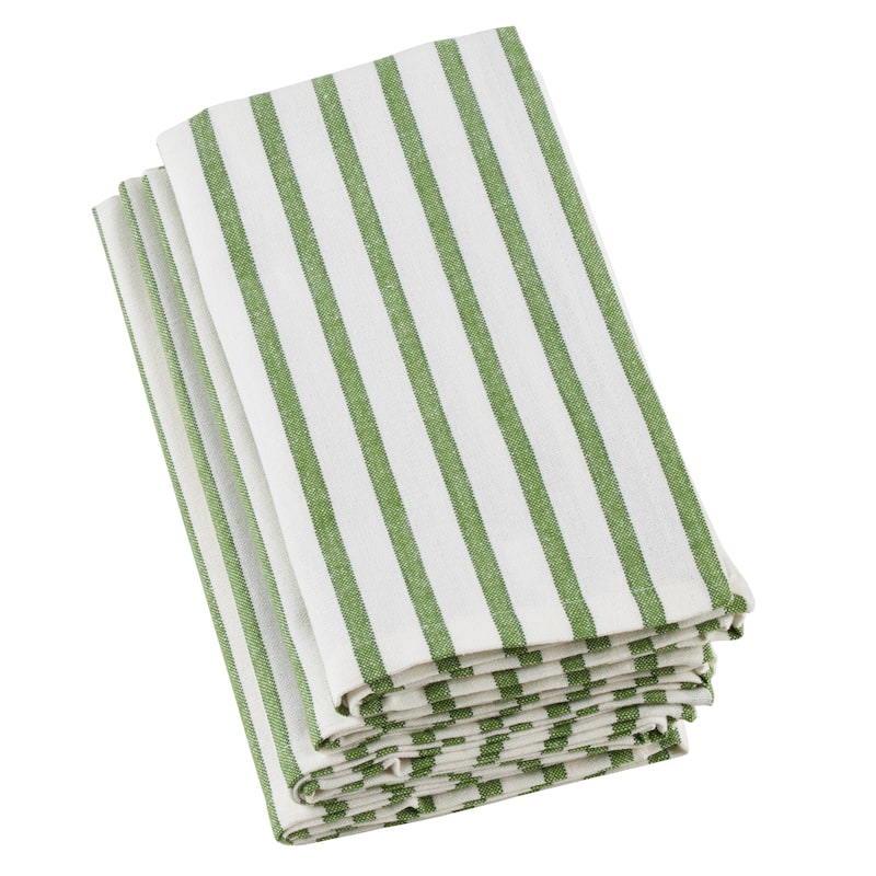 Cheerful Striped Cotton Napkins (Set of 4) - Lime