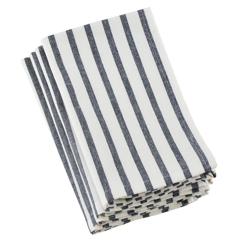 Cheerful Striped Cotton Napkins (Set of 4) - Navy blue