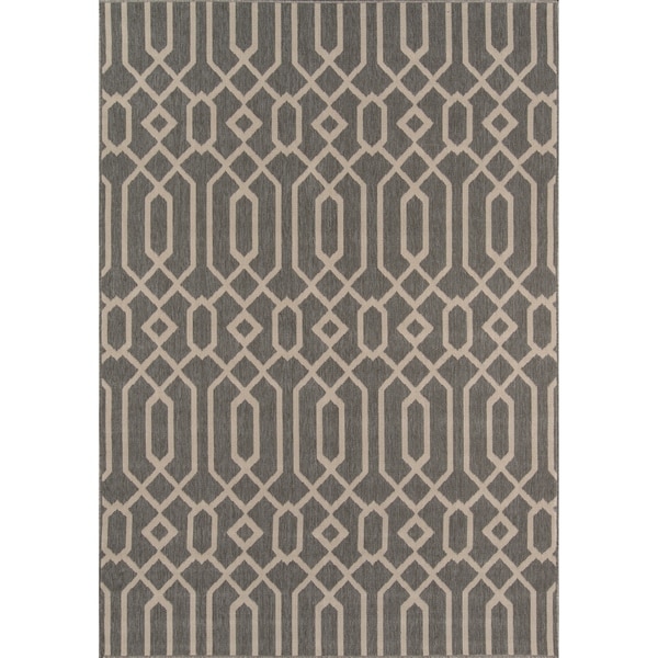 Momeni Baja Links Machine Made Polypropylene Grey Indoor Outdoor Rug - 5'3" x 7'6"