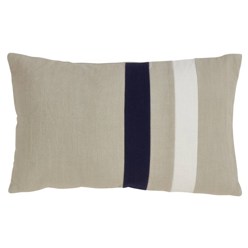 Cotton Double Stripe Design Down Filled Throw Pillow