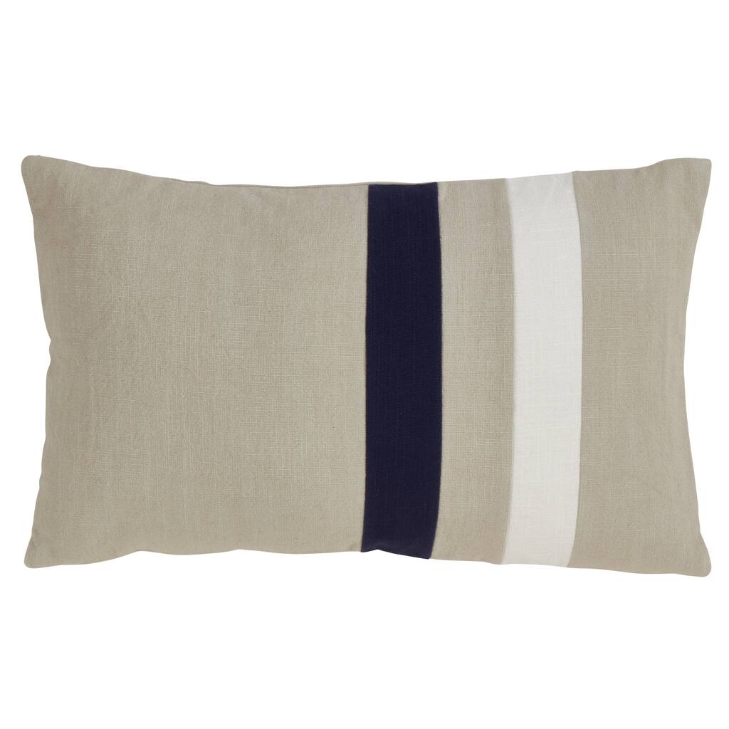 Cotton Double Stripe Design Down Filled Throw Pillow