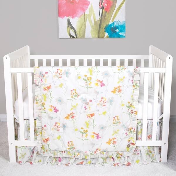 Shop Wildflowers 3 Piece Crib Bedding Set Overstock 23176785