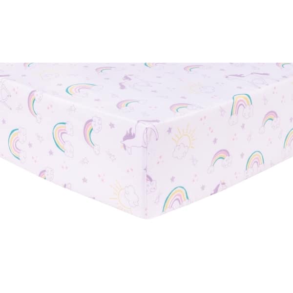 Shop Unicorn Rainbow Deluxe Flannel Fitted Crib Sheet Overstock