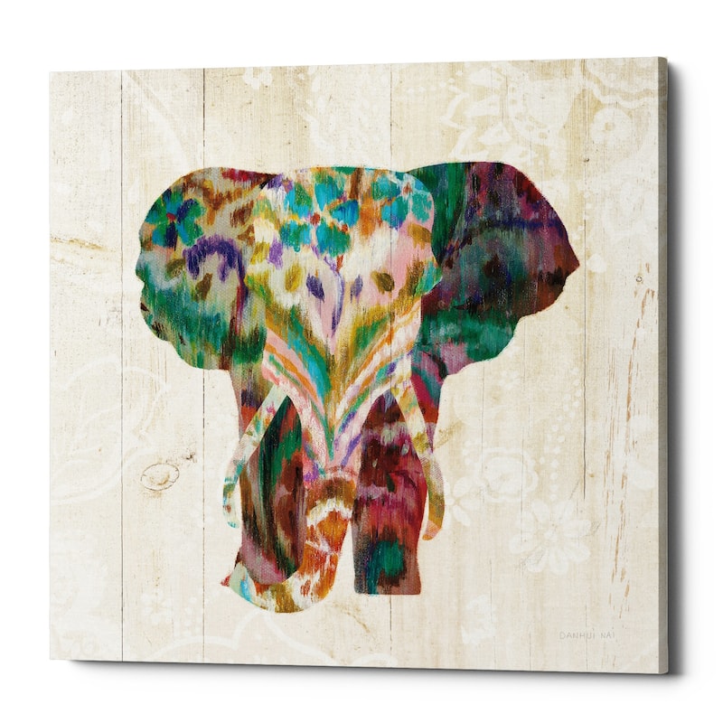 Epic Graffiti "Boho Paisley Elephant III" by Danhui Nai, Giclee Canvas Wall Art - 12" x 12"