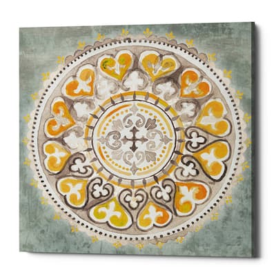 Epic Graffiti "Mandala Delight IV Yellow Grey III" by Danhui Nai, Giclee Canvas Wall Art - 37" x 37"