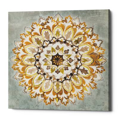 Epic Graffiti "Mandala Delight II Yellow Grey III" by Danhui Nai, Giclee Canvas Wall Art - 37" x 37"