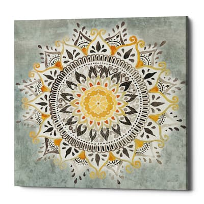 Epic Graffiti "Mandala Delight I Yellow Grey" by Danhui Nai, Giclee Canvas Wall Art - 37" x 37"