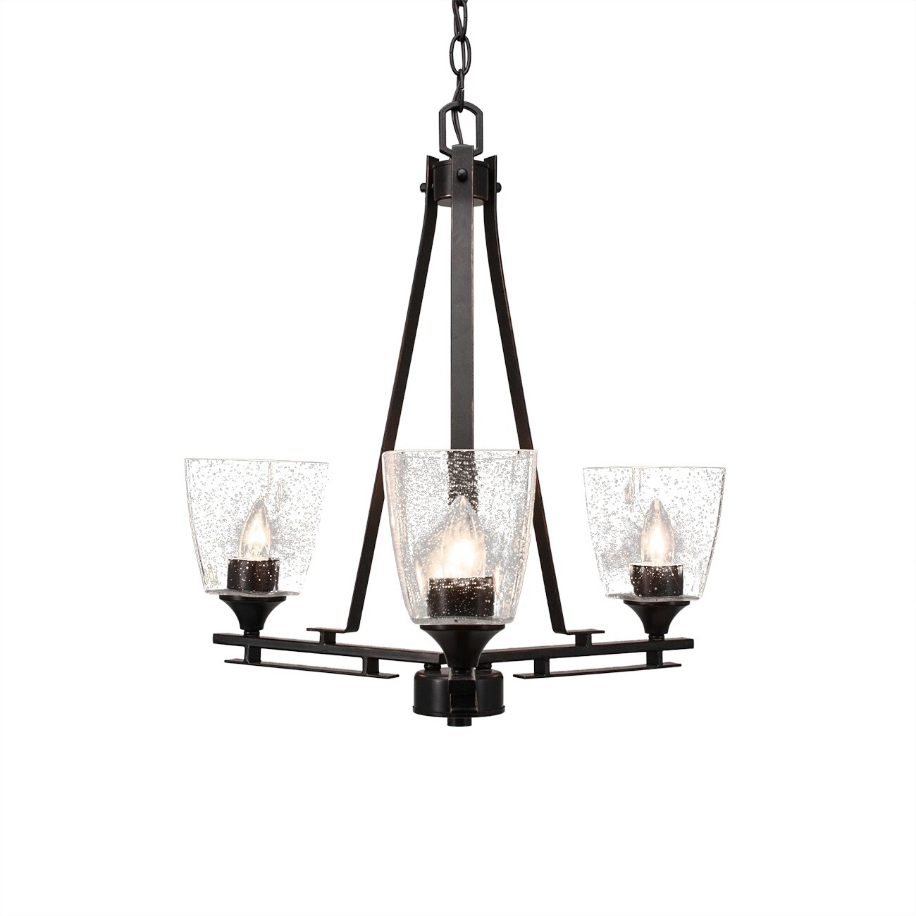 Uptowne 3 Light Chandelier Shown In Dark Granite Finish With 4.5" Clear Bubble Glass - dark granite - Chandeliers For Bedrooms by Overstock.com