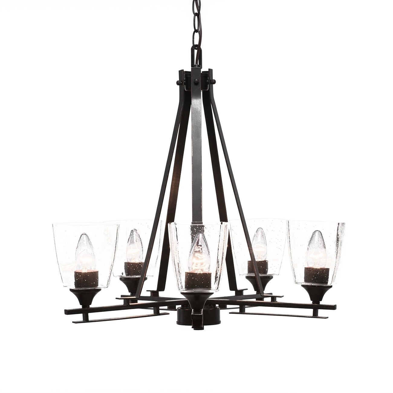 Uptowne 5 Light Chandelier Shown In Aged Silver Finish With 4.5" White Muslin Glass - dark granite - Chandeliers For Bedrooms by Overstock.com