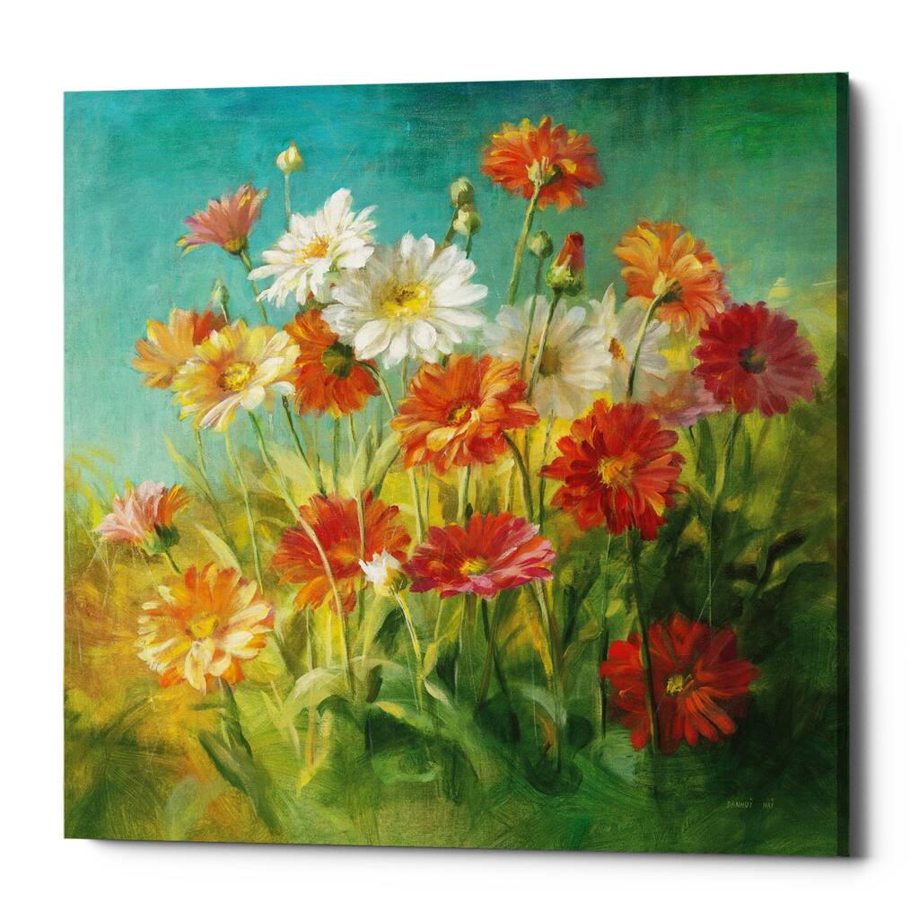 Epic Graffiti "Painted Daisies" by Danhui Nai, Giclee Canvas Wall Art - 26" x 26"