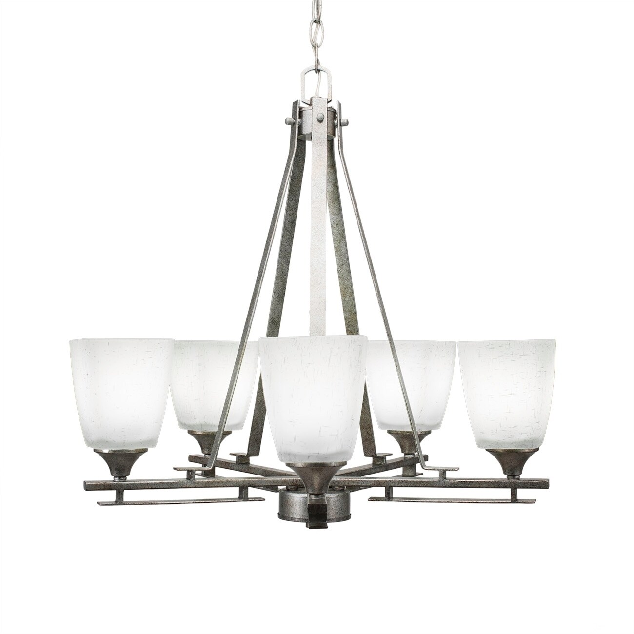 Uptowne 5 Light Chandelier Shown In Aged Silver Finish With 4.5" Clear Bubble Glass - aged silver - Chandeliers For Bedrooms by Overstock.com