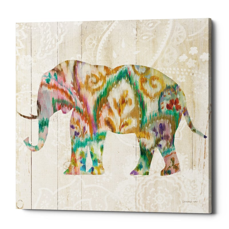 Epic Graffiti "Boho Paisley Elephant II v2" by Danhui Nai, Giclee Canvas Wall Art - 12" x 12"