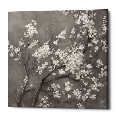 Epic Graffiti "White Cherry Blossom I on Grey" by Danhui Nai, Giclee Canvas Wall Art - 37" x 37"