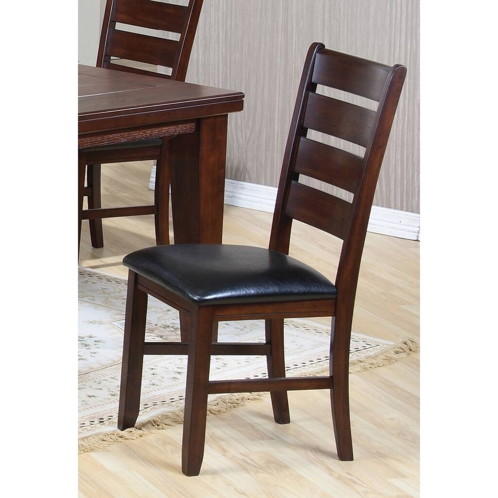 Dark Oak Leather-look Dining Chairs (Set of 2)