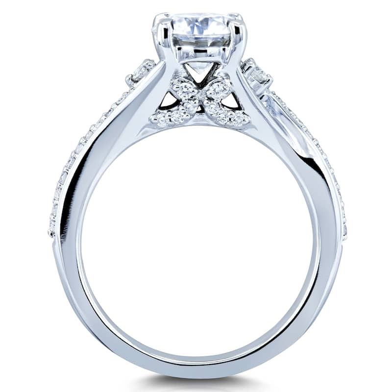 Annello by Kobelli 14k White Gold 1 1/4 Carat (ct.tw) Diamond Fancy Setting Bypass Engagement Ring