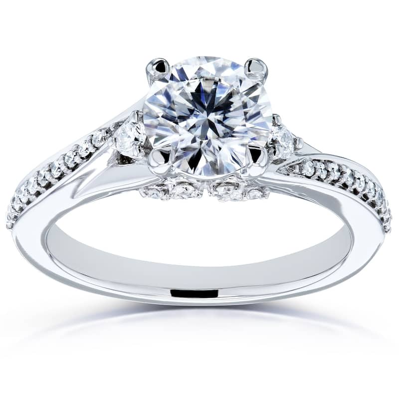 Annello by Kobelli 14k White Gold 1 1/4 Carat (ct.tw) Diamond Fancy Setting Bypass Engagement Ring