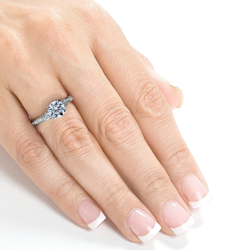 Annello by Kobelli 14k White Gold 1 1/4 Carat (ct.tw) Diamond Fancy Setting Bypass Engagement Ring