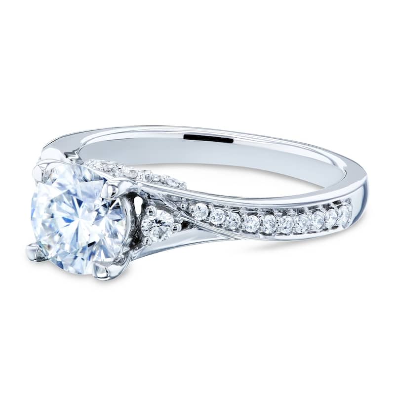 Annello by Kobelli 14k White Gold 1 1/4 Carat (ct.tw) Diamond Fancy Setting Bypass Engagement Ring
