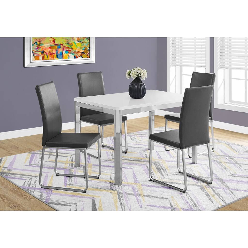 White Glossy and Chrome Metal 32-inches x 48-inches Dining Table