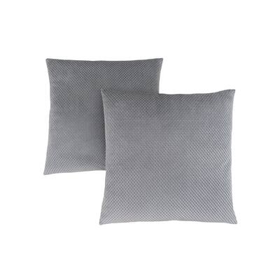 Pillow - 18"X 18" / Silver Diamond Velvet / 2Pcs
