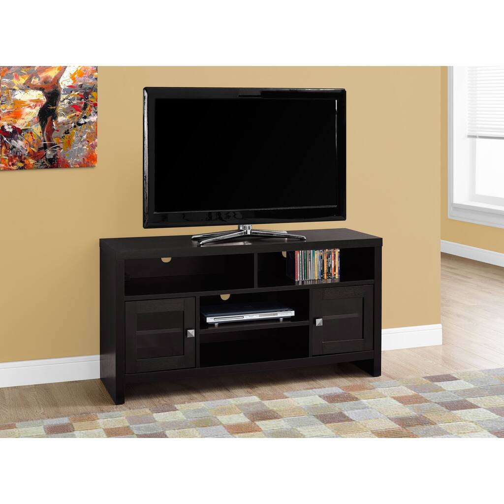 Cappuccino MDF 48-inch TV Stand With Glass Doors