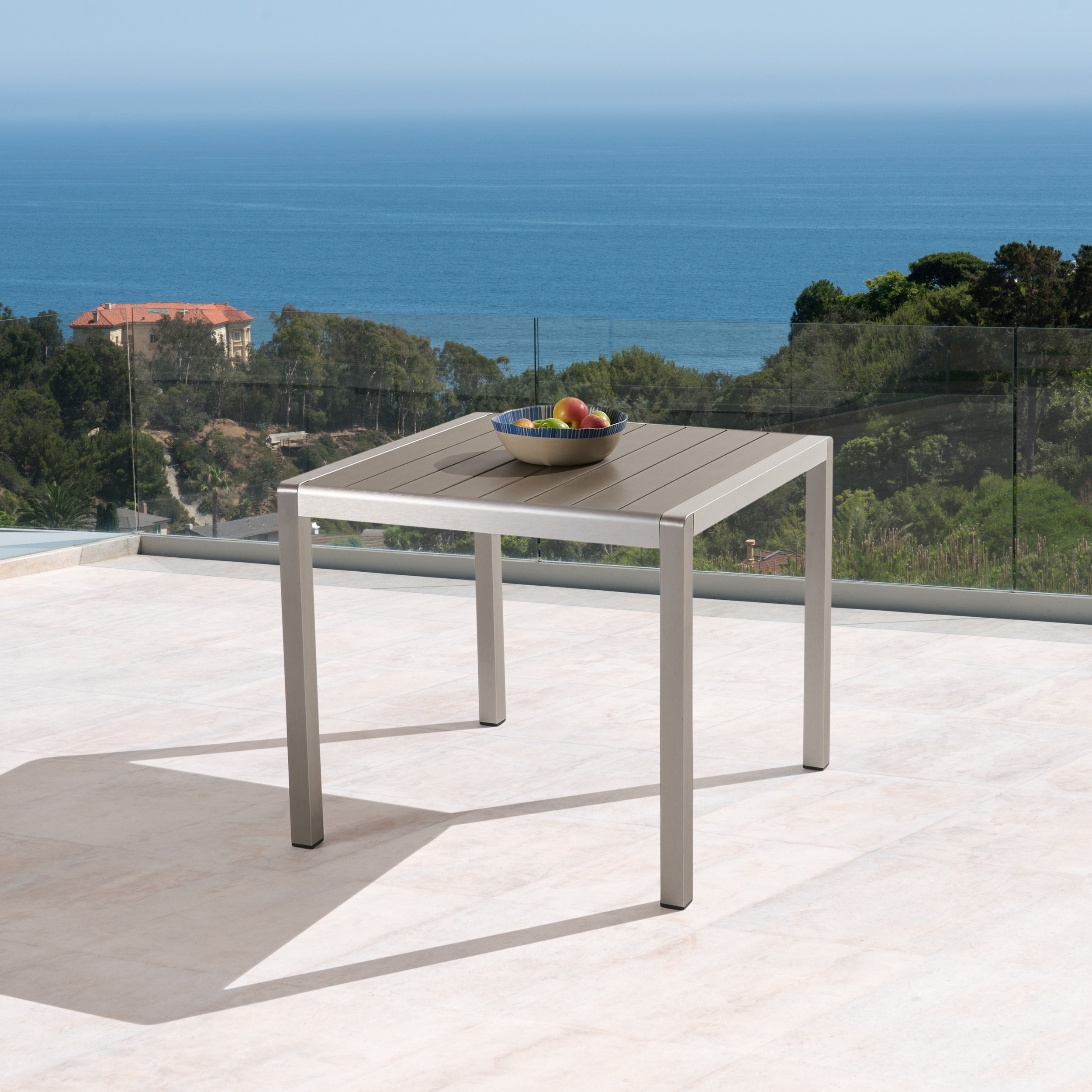 Gray aluminum outdoor dining table hot sale