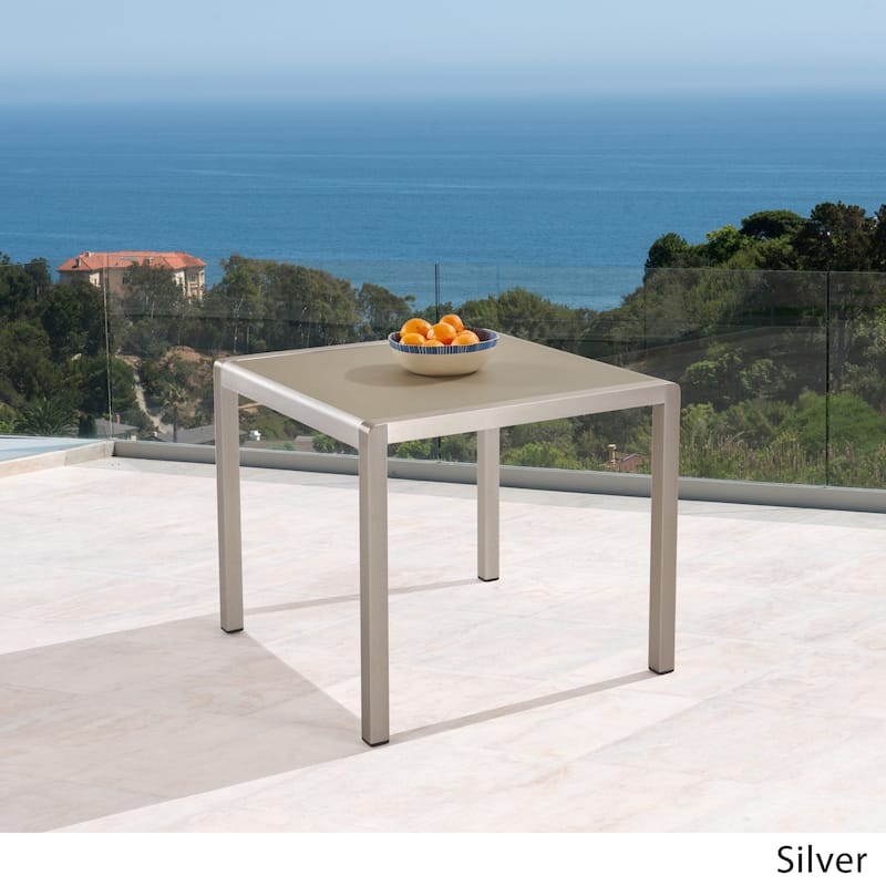 Cape Coral Silver/ Grey Anodized Aluminum Outdoor Dining Table by Christopher Knight Home - 35.00"L x 35.00"W x 30.00"H