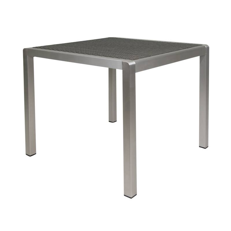 Cape Coral Silver/ Grey Anodized Aluminum Outdoor Dining Table by Christopher Knight Home - 35.00"L x 35.00"W x 30.00"H - Silver+Grey/Wicker Table Top